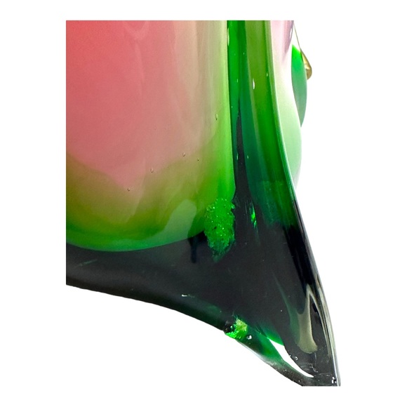 Red Amaryllis 5 Petal Murano Style Glass Cased 14.5” Vase - Picture 9 of 9